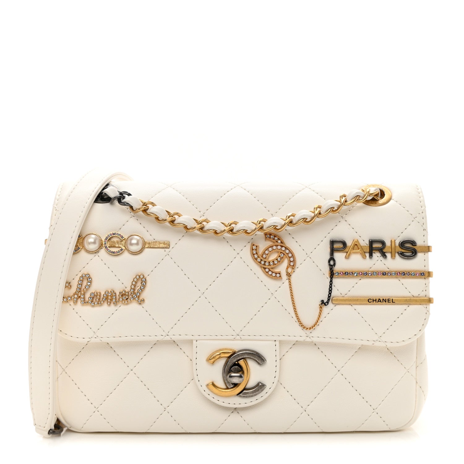 Chanel Lambskin Quilted Small Coco Clips Single Flap White 1 of 10