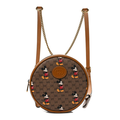 Gucci X DISNEY Mini Vintage GG Supreme Monogram Mickey Mouse Round Backpack Beige Vintage Sun Oil 1 of 8