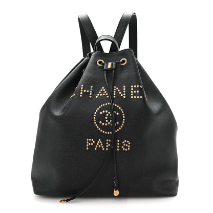 Chanel Caviar Deauville Drawstring Backpack Black 1 of 9
