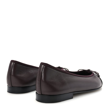 Chanel Lambskin Cap Toe CC Ballerina Flats 38 Dark Brown Black 5 of 10