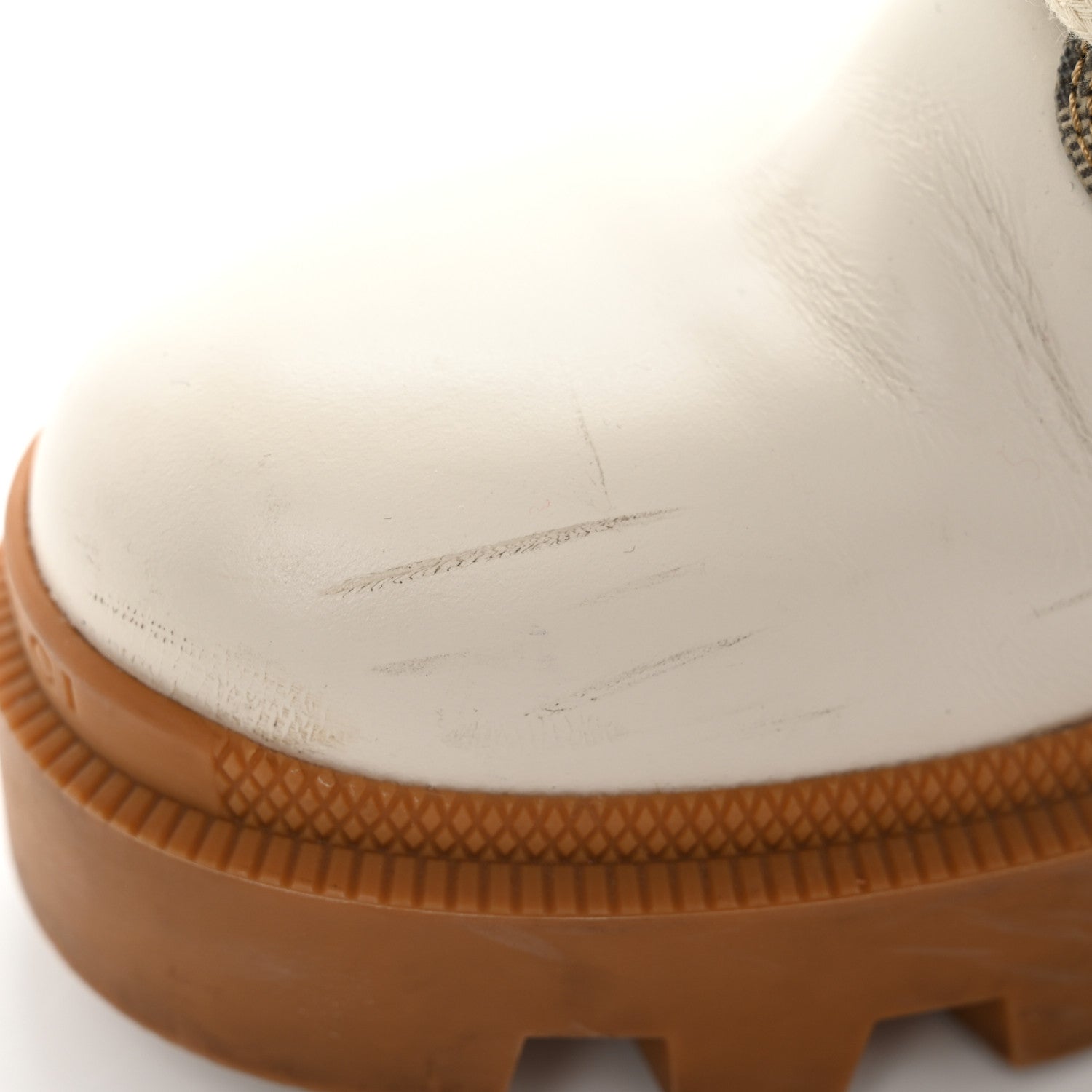 Gucci Calfskin GG Supreme Monogram Nappa Quilted Lace Up Ankle Boots 37 Mystic White Beige 13 of 18