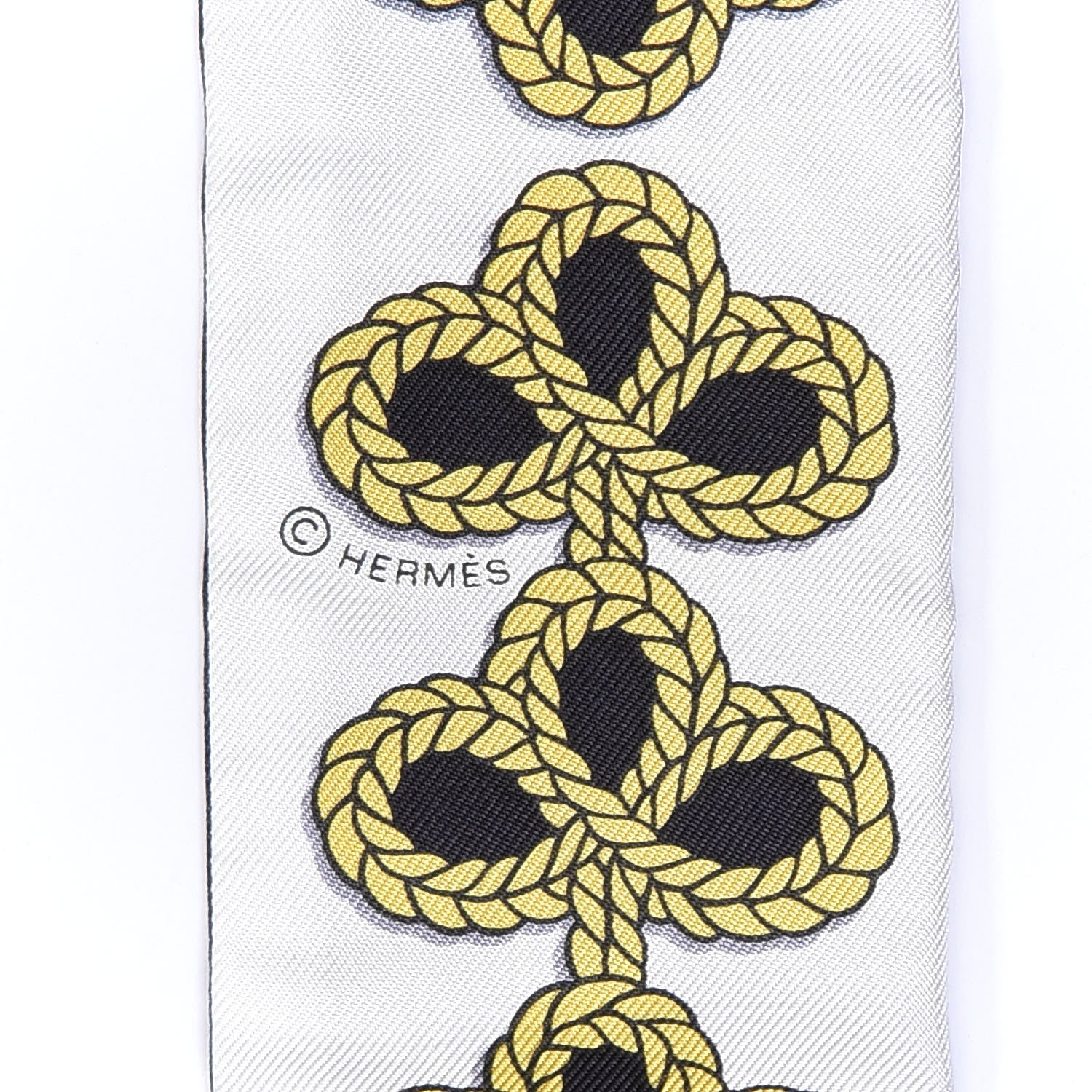 Hermes Silk Galons Et Brandebourg Twilly Black Gold White 4 of 4