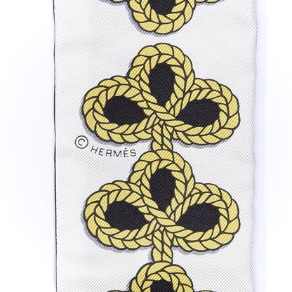 Hermes Silk Galons Et Brandebourg Twilly Black Gold White 4 of 4