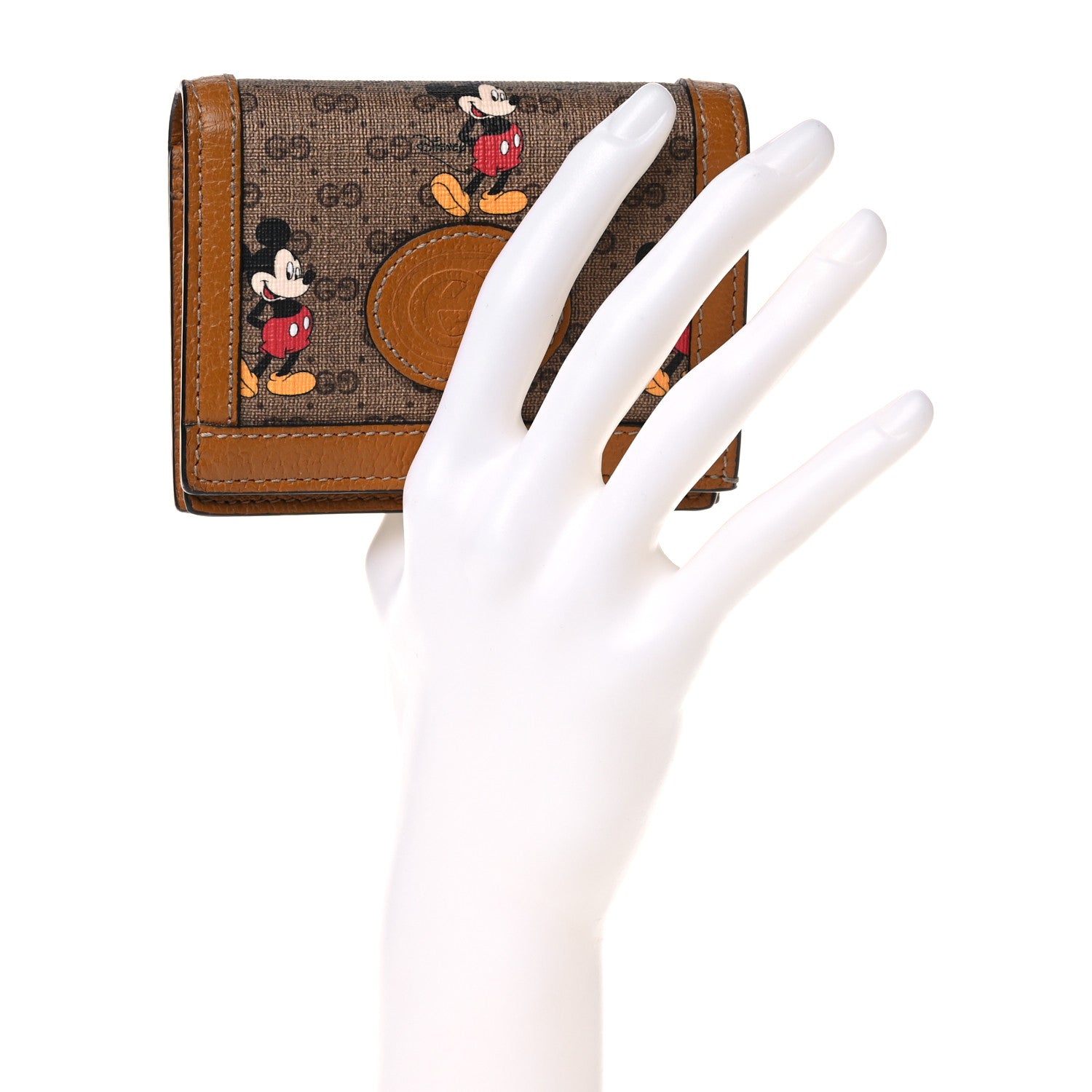 Gucci X DISNEY Mini Vintage GG Supreme Monogram Mickey Mouse Card Holder Wallet Beige Vintage Sun Oil 2 of 11