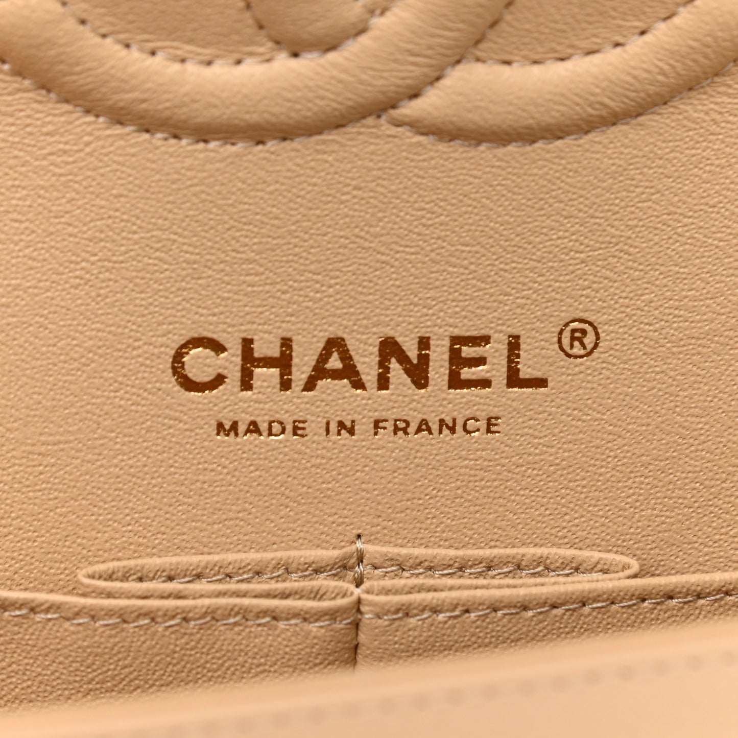 Caviar Quilted Medium Double Flap Beige