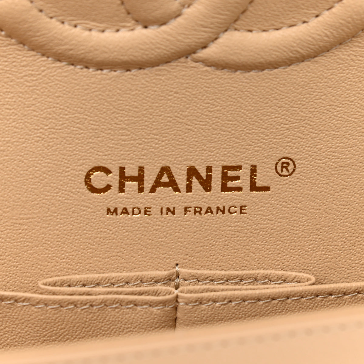 Caviar Quilted Medium Double Flap Beige