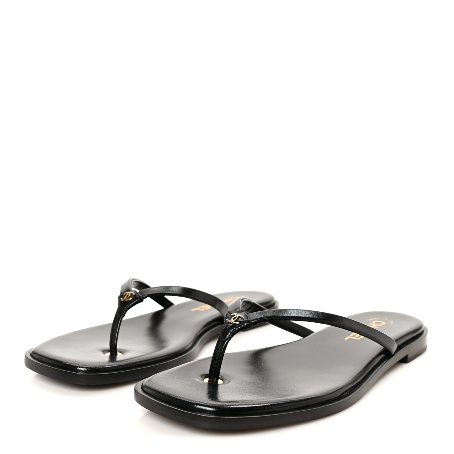 Goatskin CC Times Square Thong Sandals 40 Black