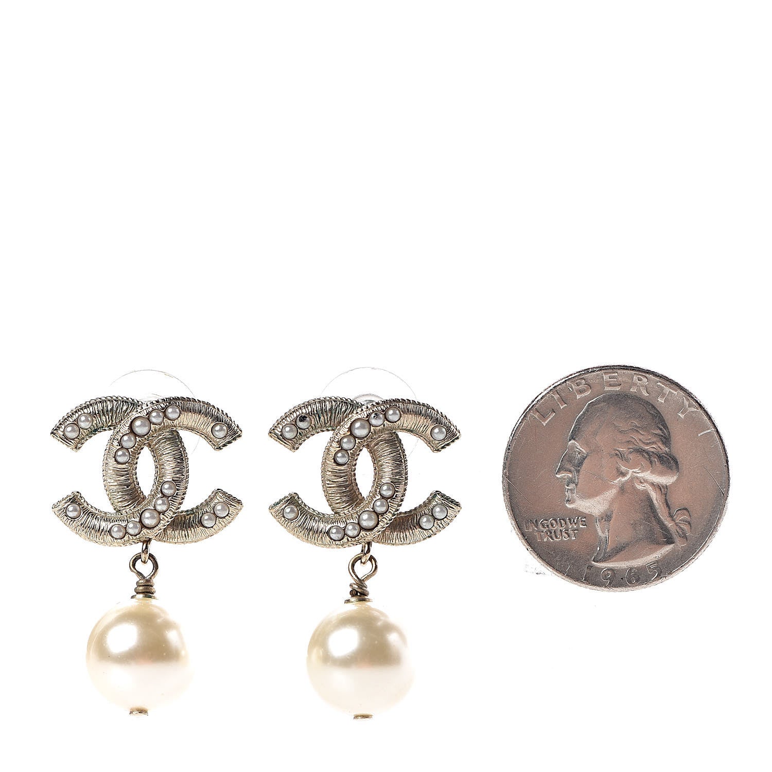 Chanel Pearl CC Drop Earrings Gold 2 of 9