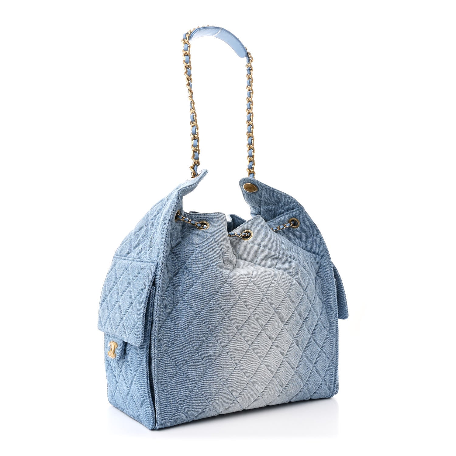 Chanel Washed Denim Quilted Medium Chanel 25 Handbag Blue 4 of 13