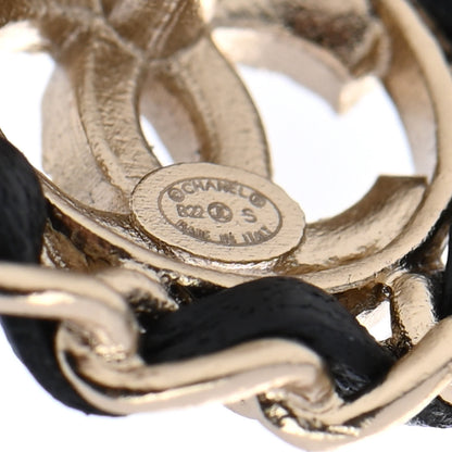 Chanel Crystal Lambskin Chain CC Stud Earrings Black Gold 4 of 5