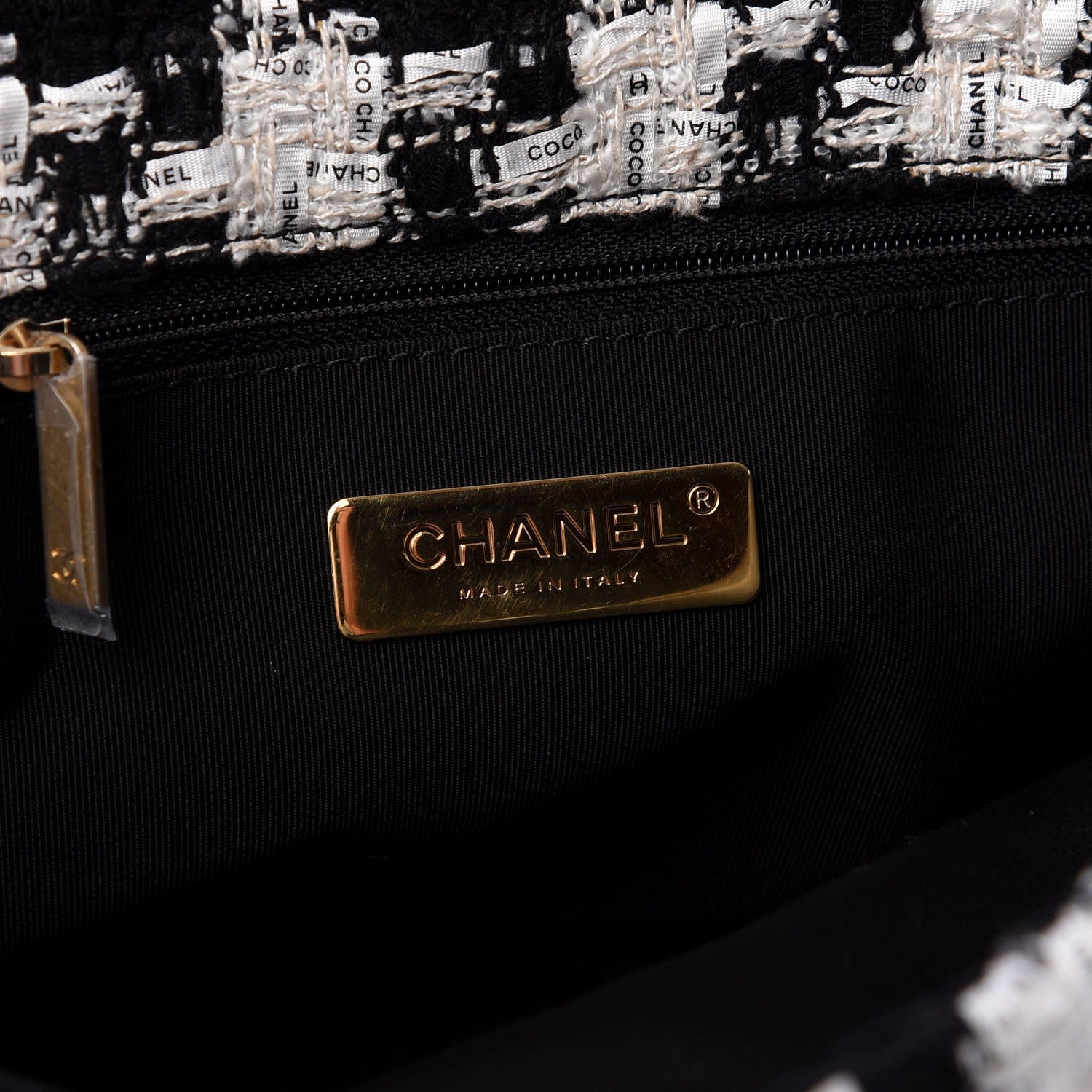Chanel Tweed Quilted Maxi Chanel 19 Flap Black Ecru White 5 of 10