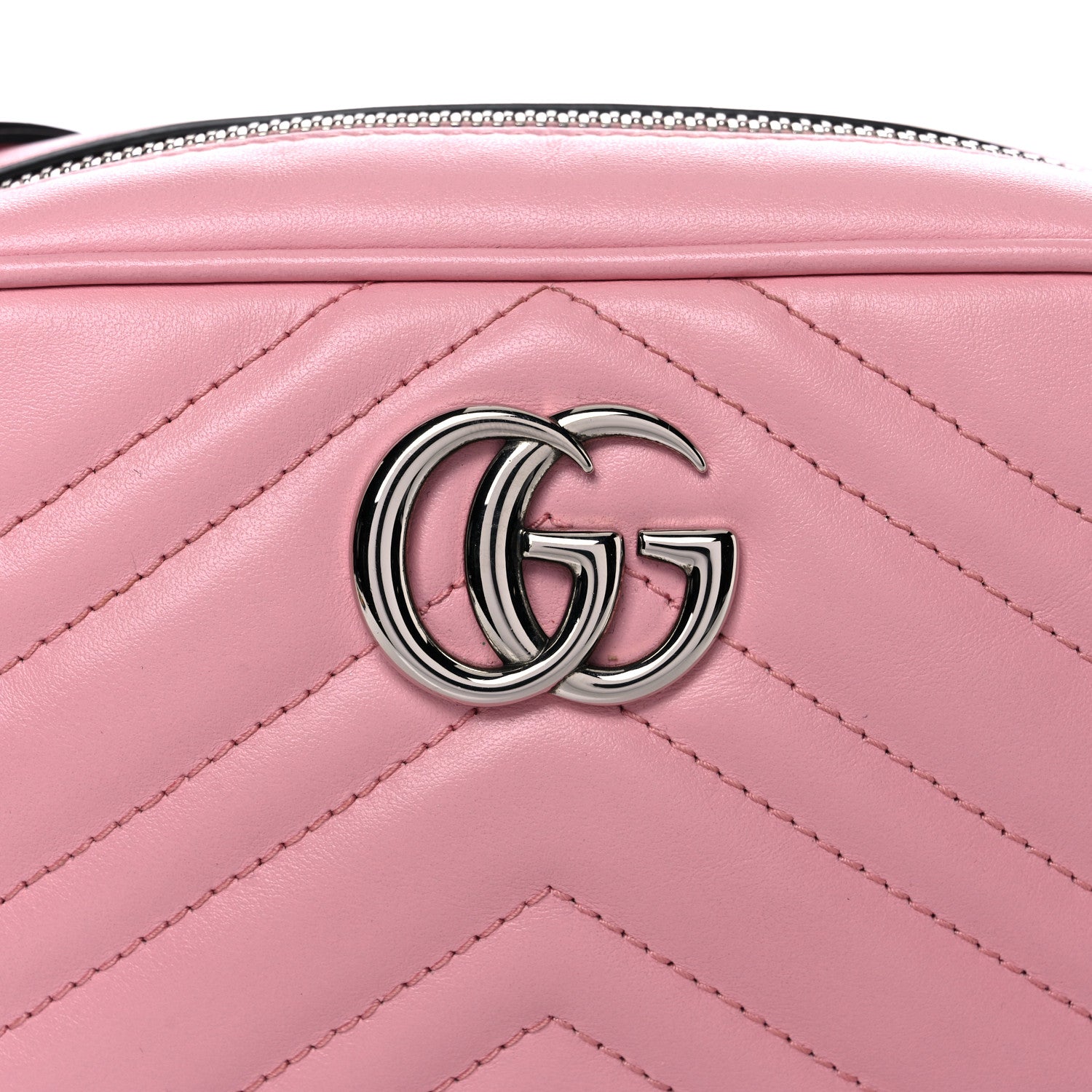 Gucci Calfskin Matelasse Mini GG Marmont Chain Shoulder Bag Wild Rose 9 of 10