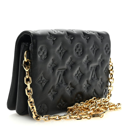 Louis Vuitton Lambskin Embossed Monogram Pochette Coussin Black 2 of 9