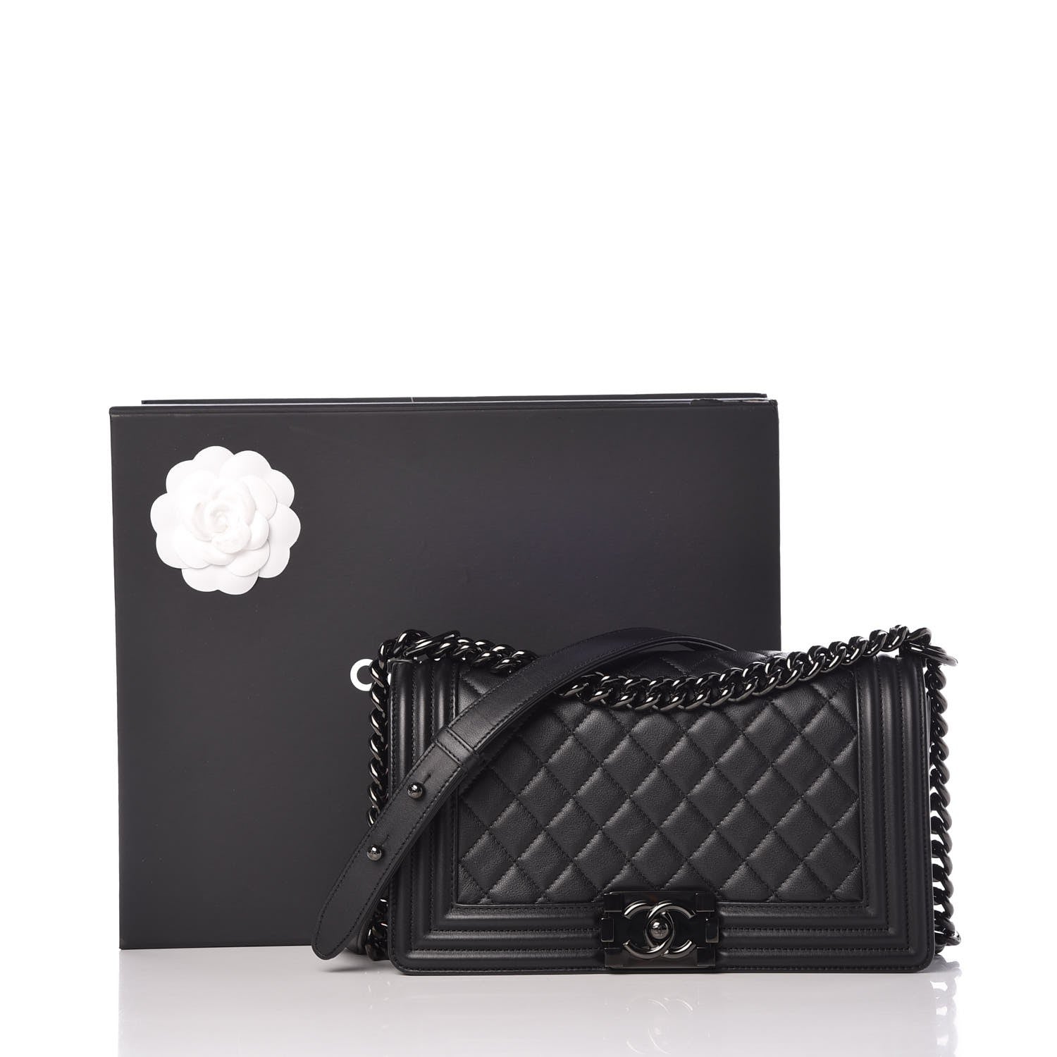 Chanel Calfskin Quilted Medium Boy Flap So Black 8 of 8