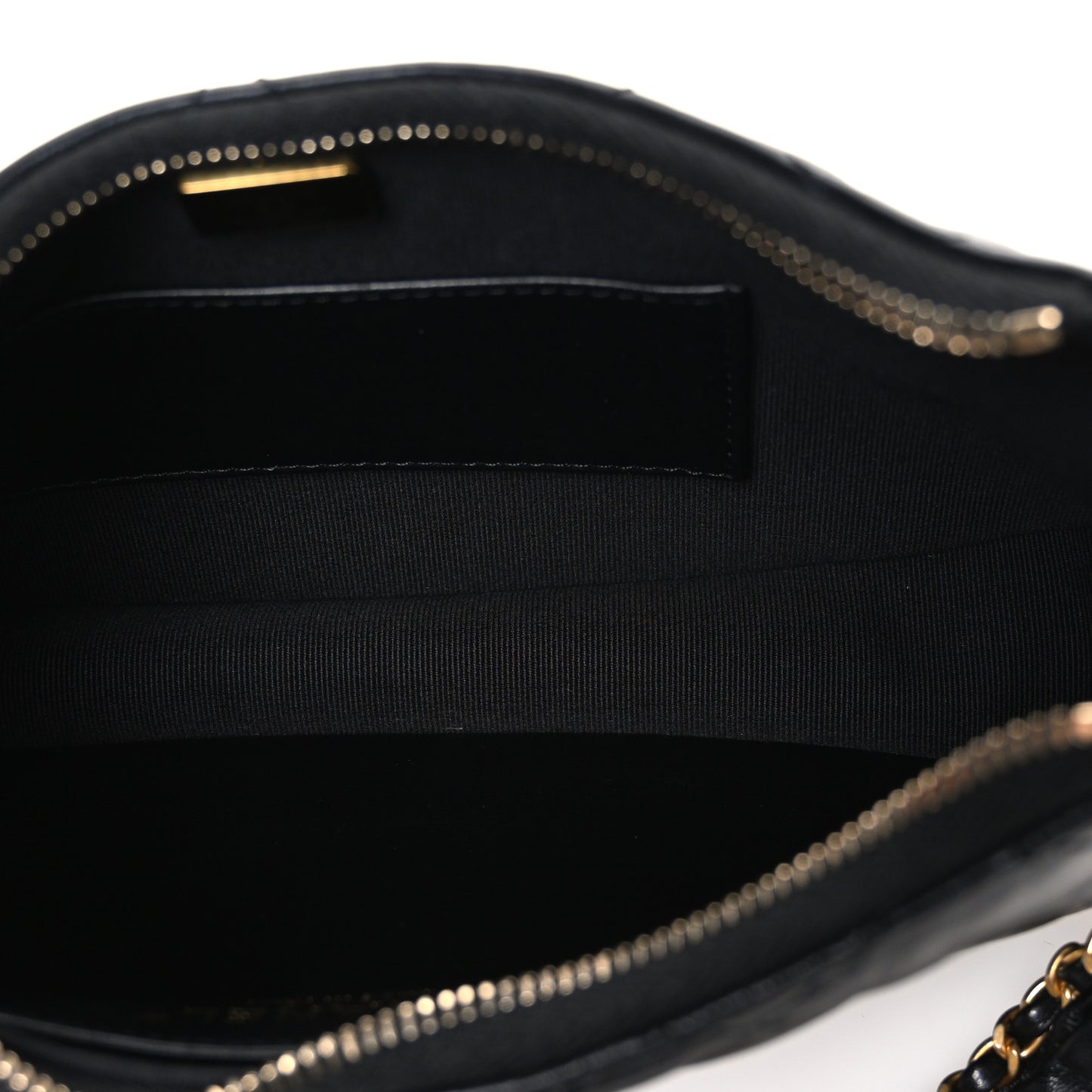 Crumpled Calfskin Quilted Braided CC Small Hobo Black
