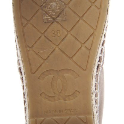 Chanel Velvet Logo Espadrilles 38 Beige Black 9 of 11