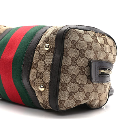 Gucci Monogram Vintage Web Small Boston Dark Brown 10 of 18