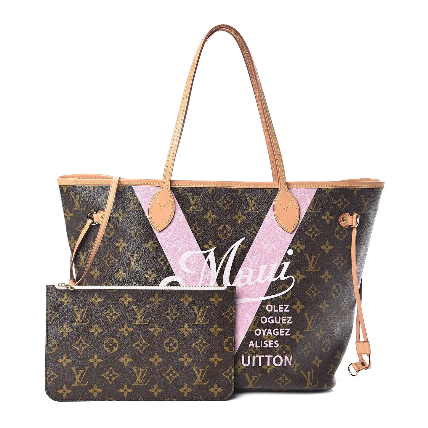 Monogram Maui V Neverfull MM Rose Ballerine