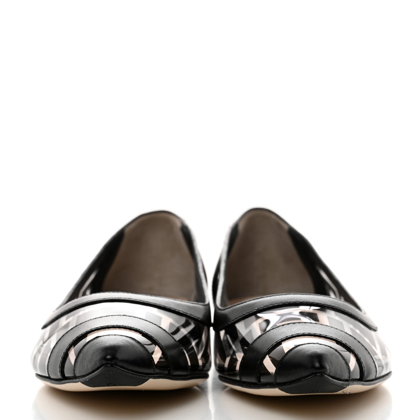 PVC Calfskin FF Colibri Ballerina Flats 36 Black
