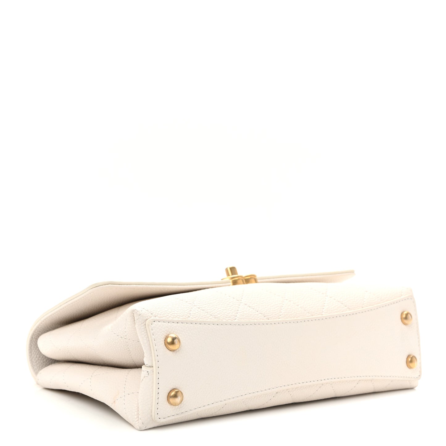 Grained Calfskin Small Stitched Flap White