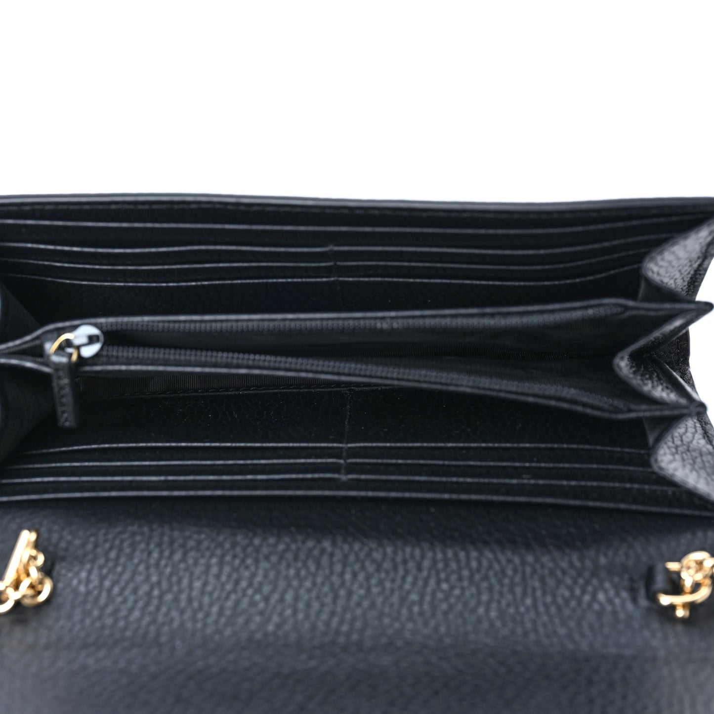 Dollar Calfskin GG Supreme Monogram Petite GG Marmont Wallet Chain Bag Black Beige Ebony