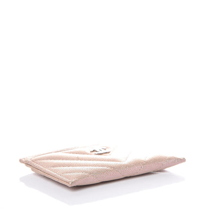 Chanel Metallic Caviar Chevron Quilted Card Holder Light Gold 4 of 13