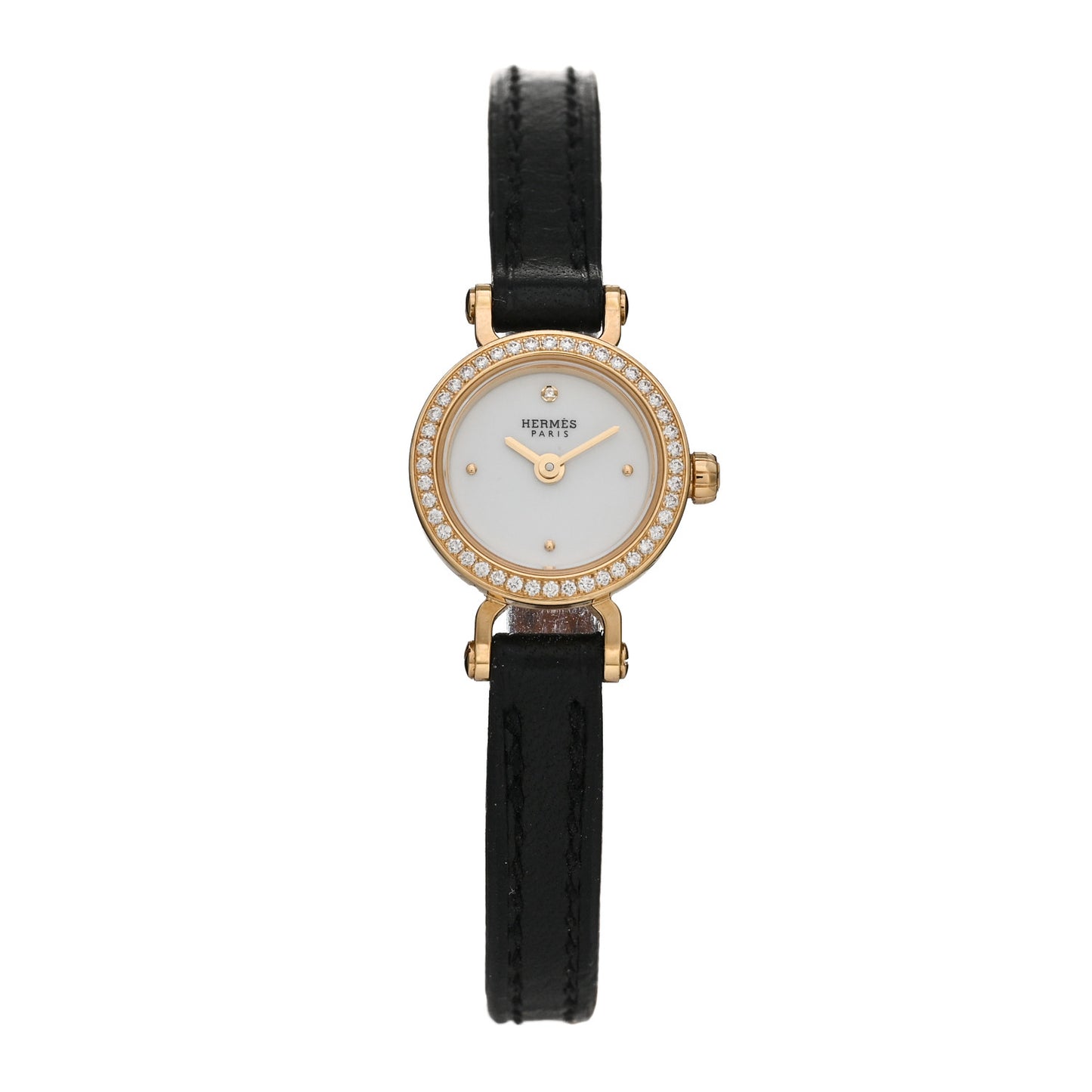 18K Yellow Gold Barenia Diamond 16mm Faubourg Quartz Watch Noir