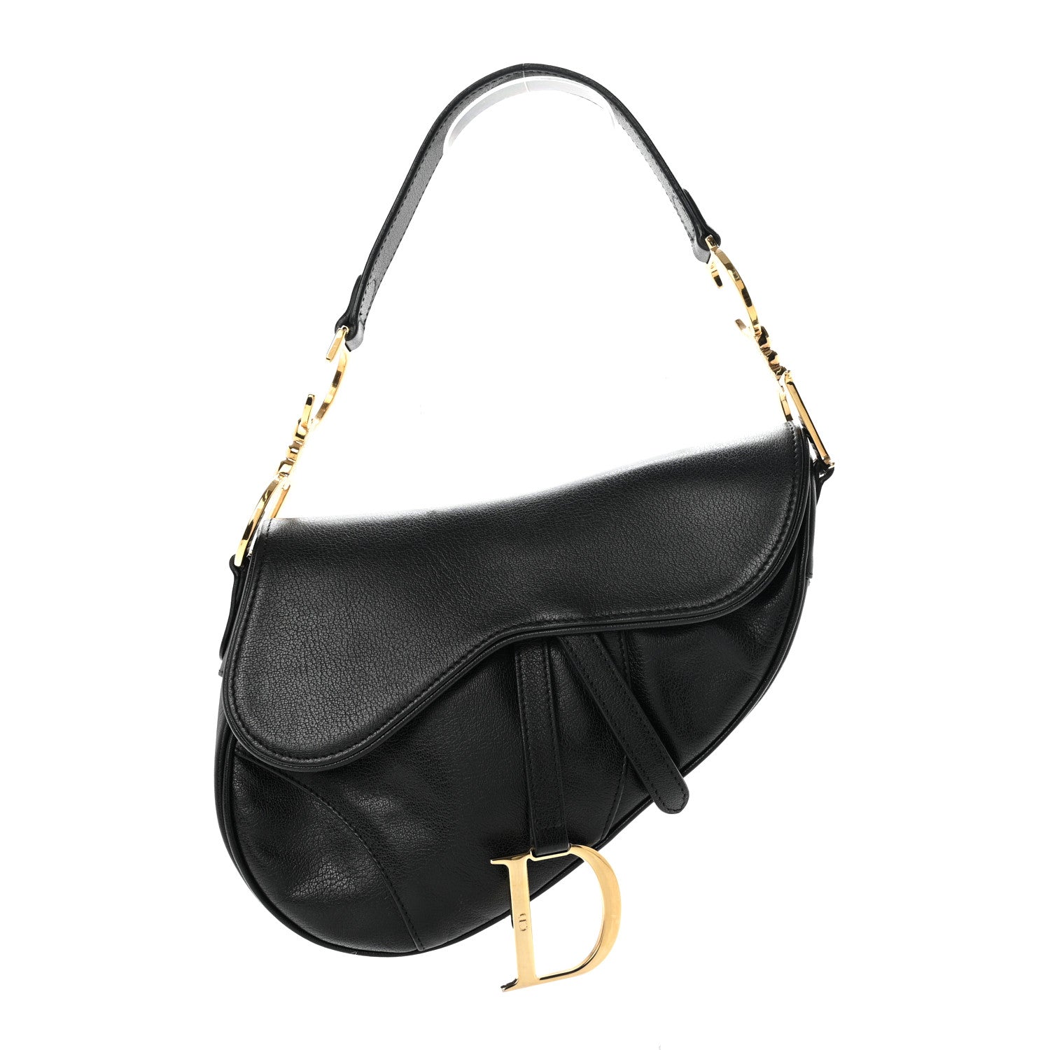 Christian Dior Shiny Goatskin Saddle Bag Black 1 of 9