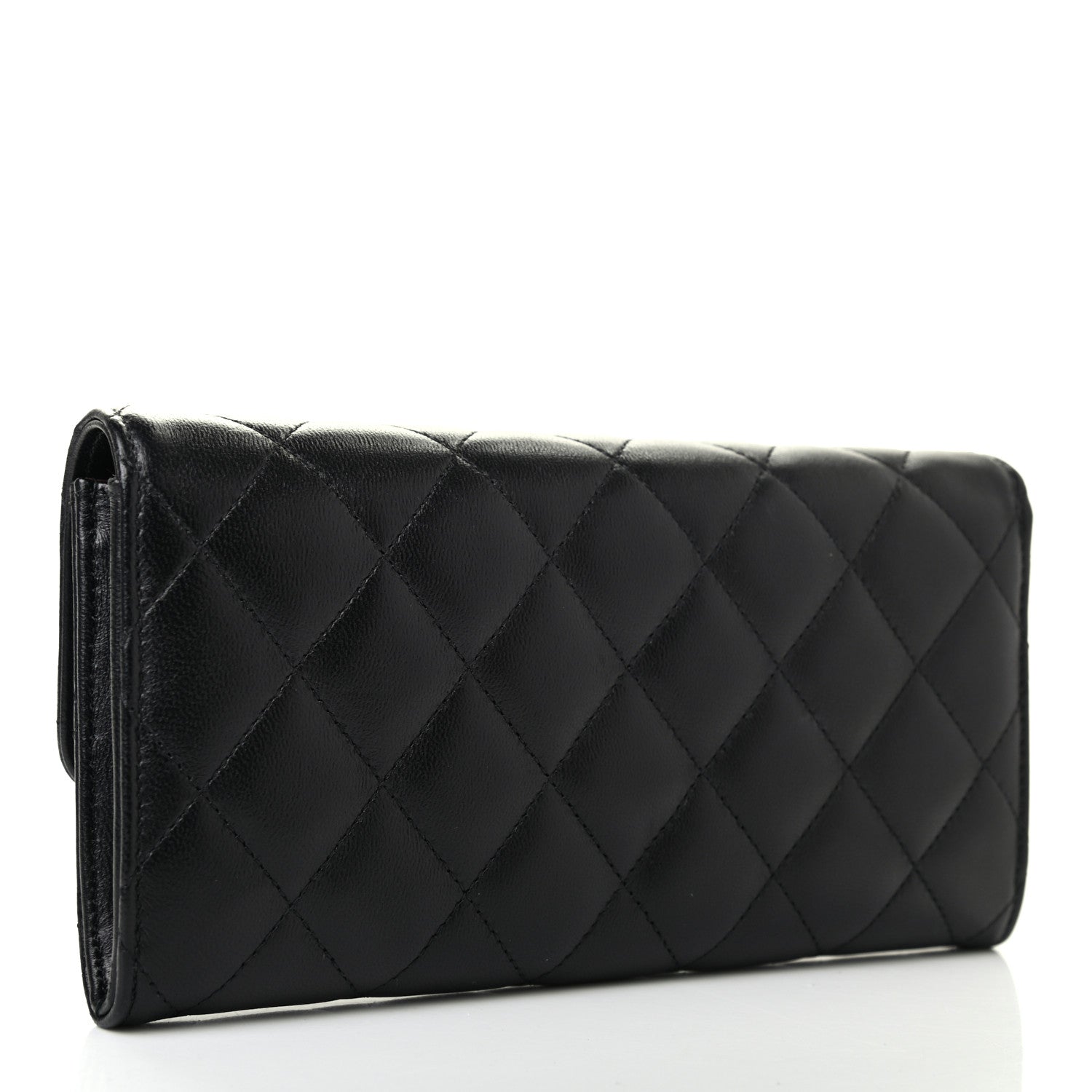 Chanel Lambskin Quilted Large Gusset Flap Wallet Black 3 of 8