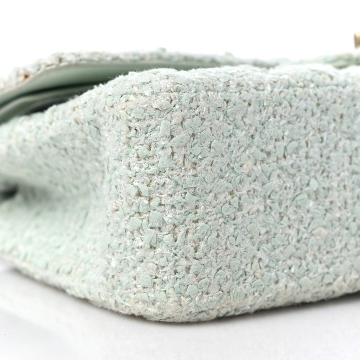 Tweed Quilted Medium Double Flap Light Turquoise