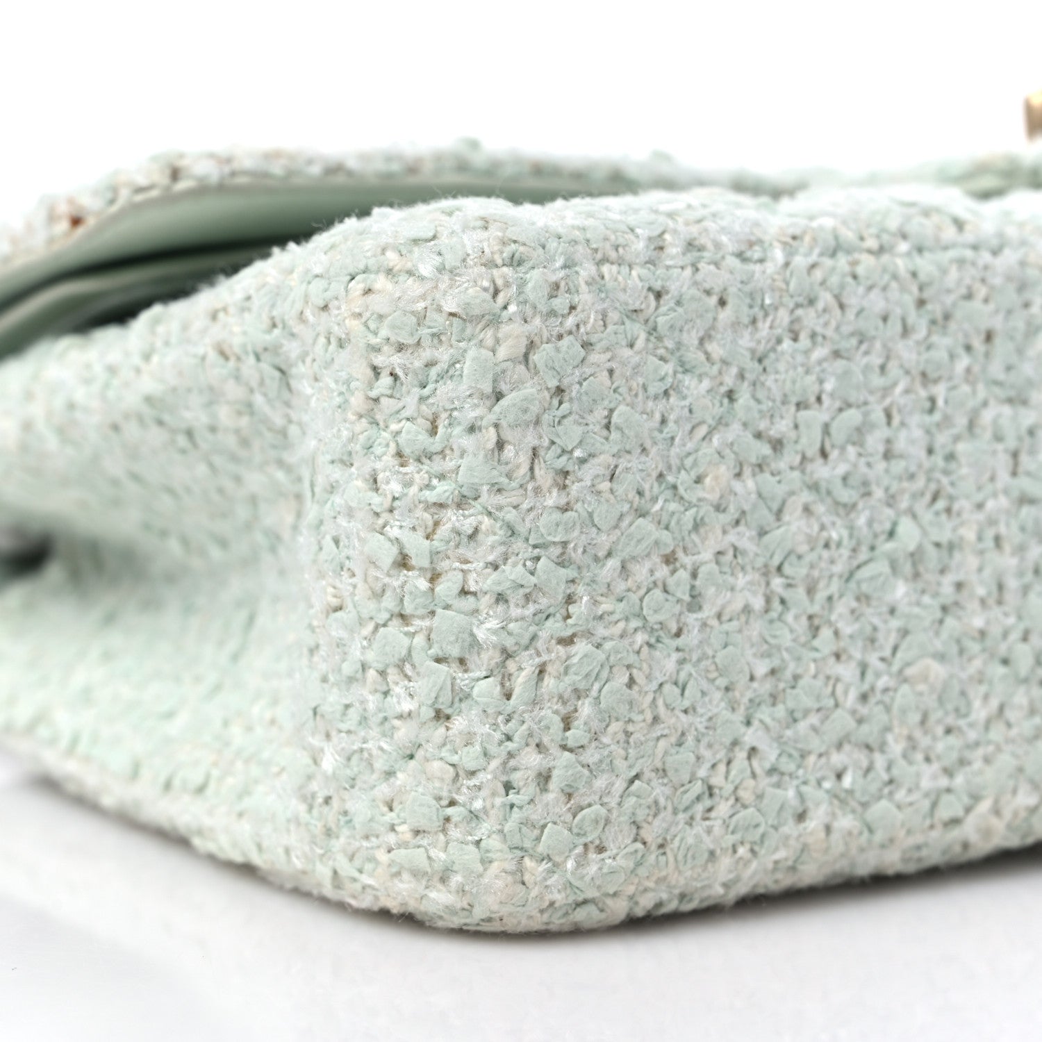 Chanel Tweed Quilted Medium Double Flap Light Turquoise 7 of 15