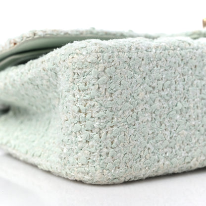 Chanel Tweed Quilted Medium Double Flap Light Turquoise 7 of 15