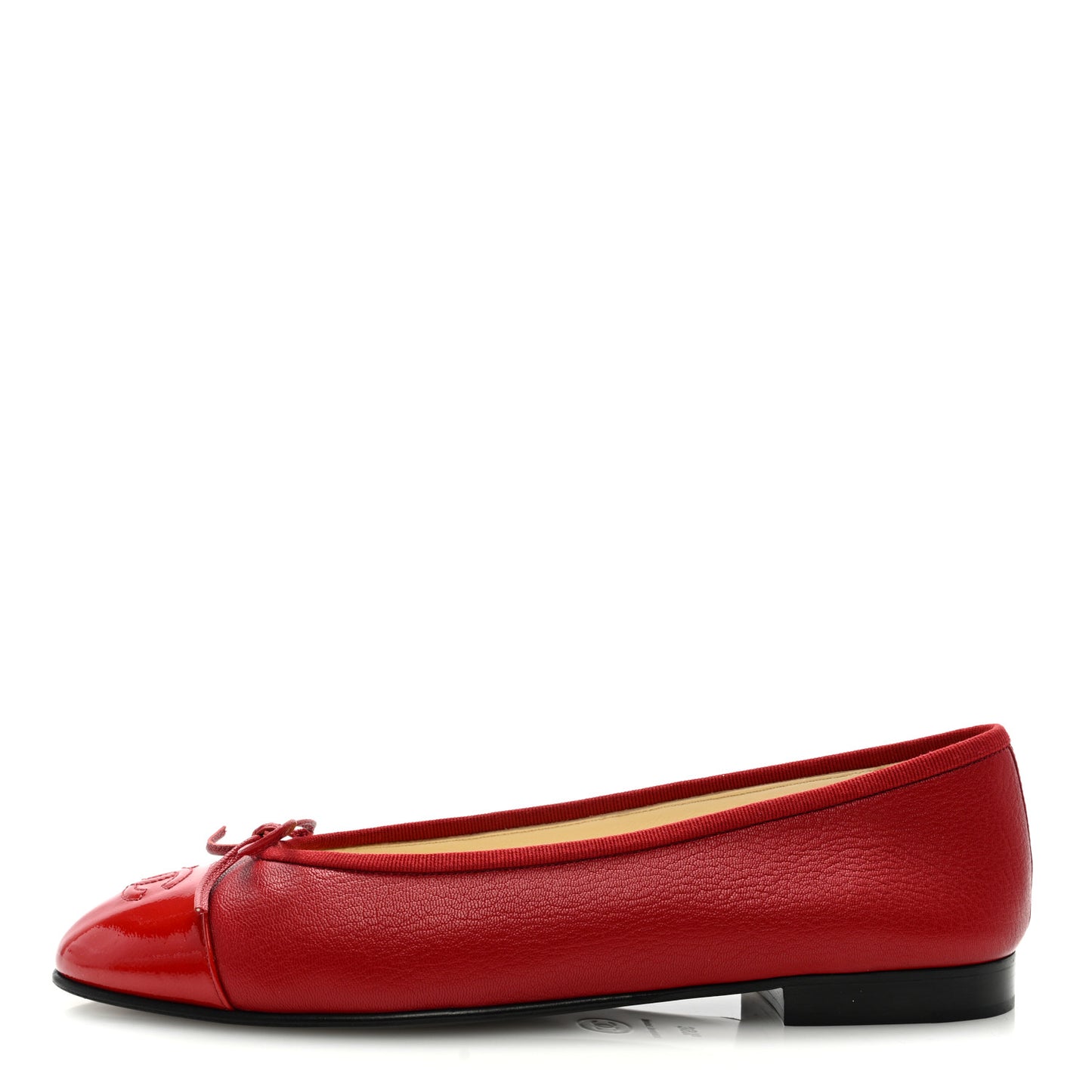 Goatskin Patent Cap Toe CC Ballerina Flats 39.5 Red
