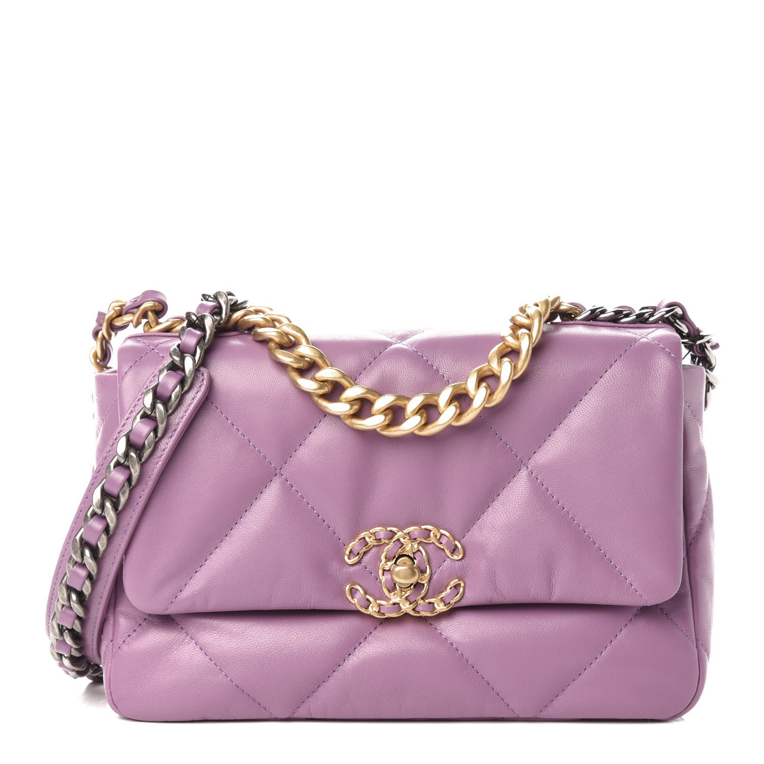 Chanel Goatskin Quilted Medium 19 Flap Violet Purple 1 of 10