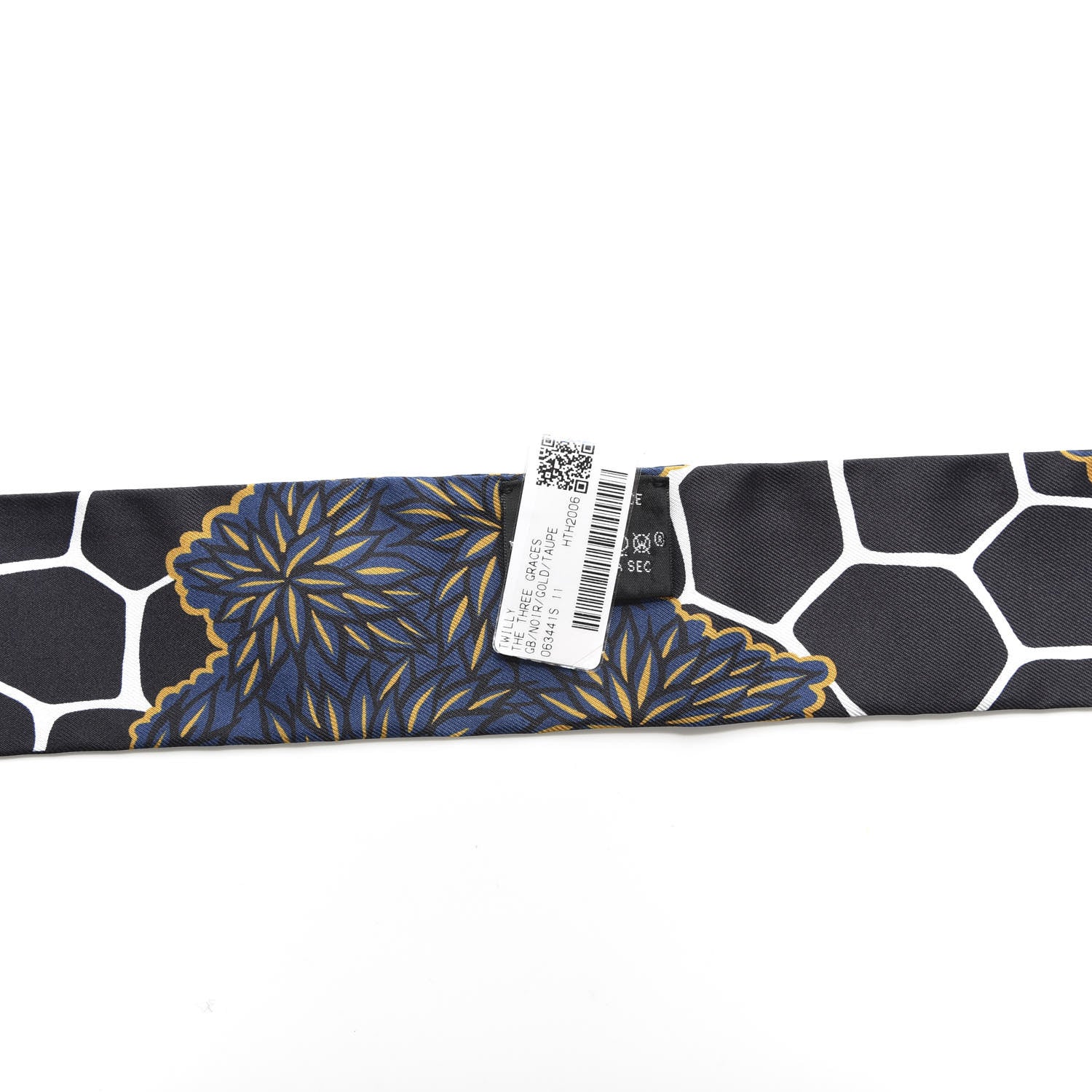Hermes Silk Three Graces Twilly Black Gold Taupe 2 of 5