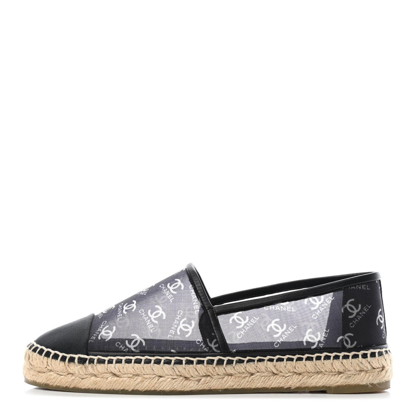 Mesh Grosgrain CC Espadrilles 40 Black White