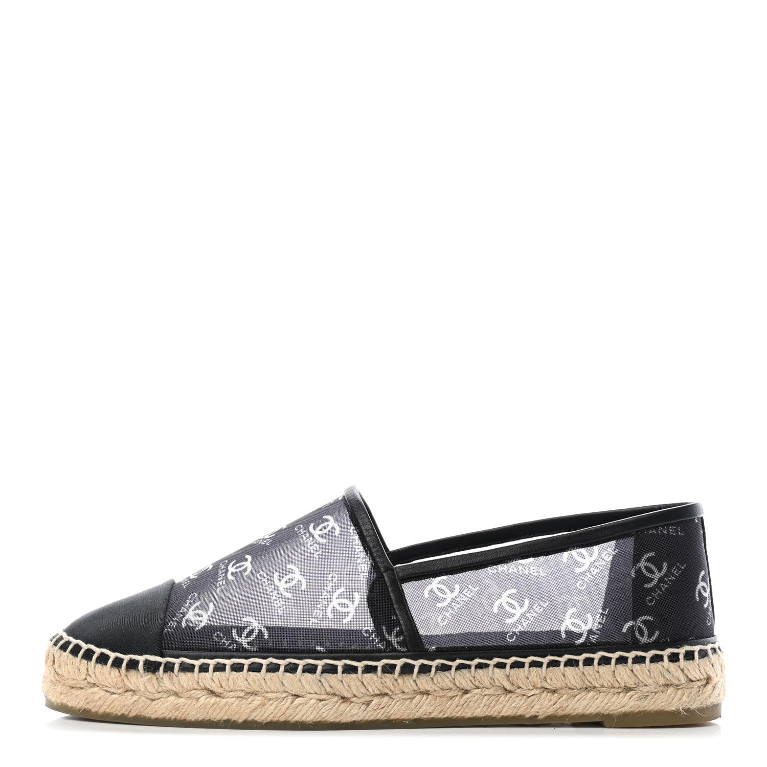 Chanel Mesh Grosgrain CC Espadrilles 40 Black White 1 of 5