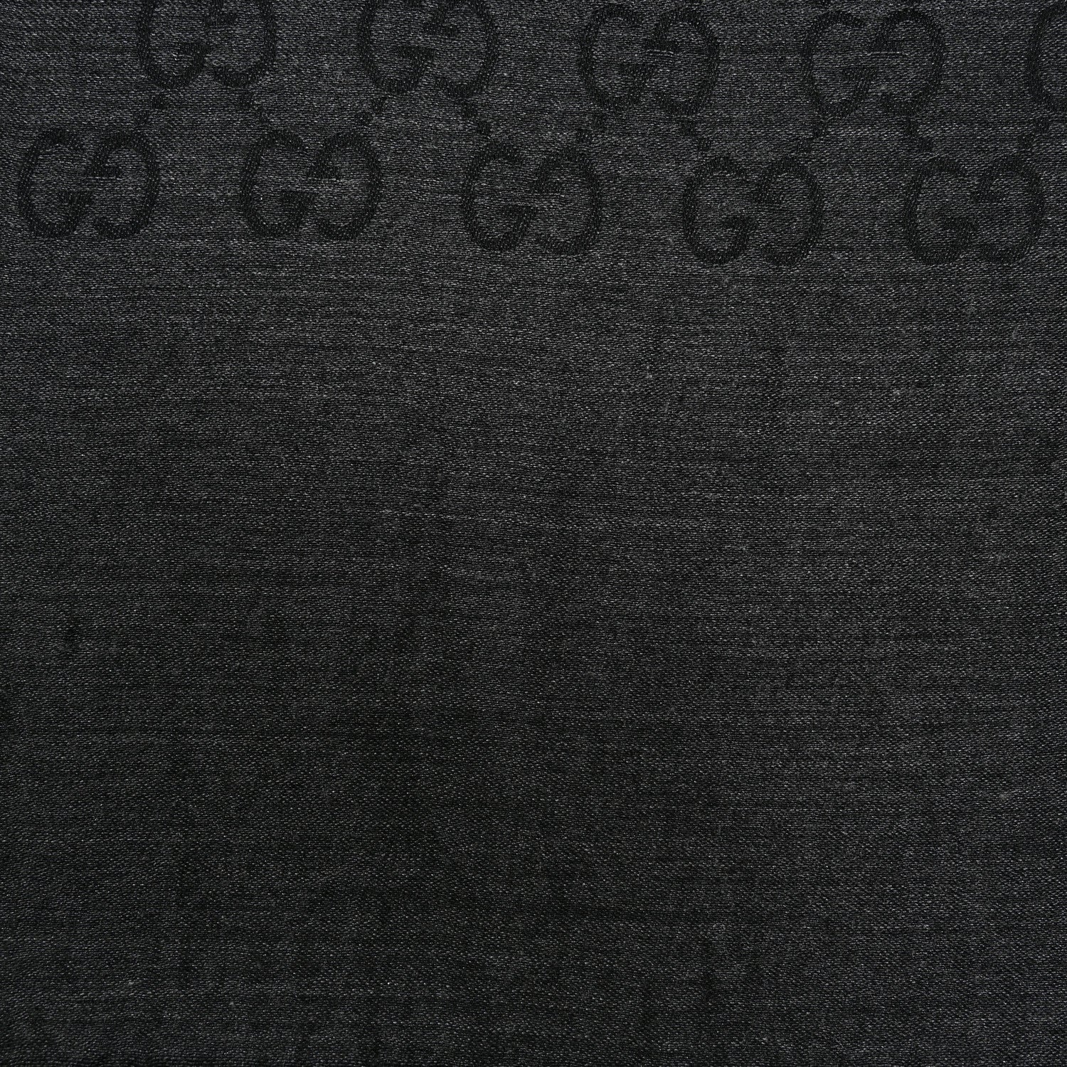 Gucci Wool Silk GG Monogram Fringe Scarf Anthracite Black 4 of 6