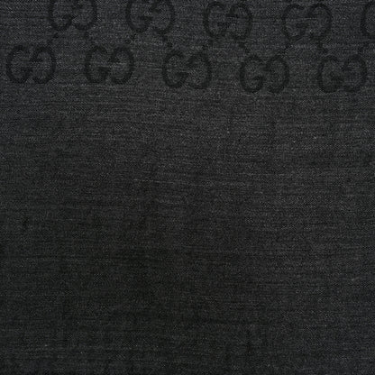 Gucci Wool Silk GG Monogram Fringe Scarf Anthracite Black 4 of 6