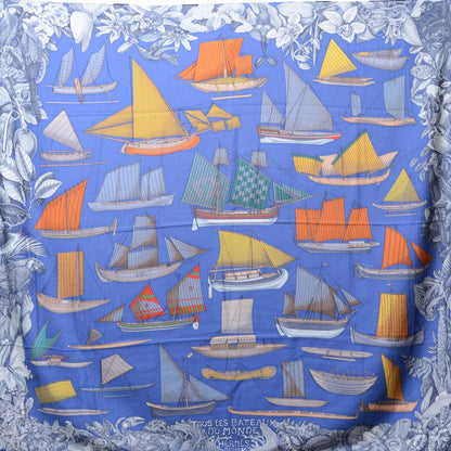 Hermes Cashmere Silk Tous Les Bateaux du Monde Shawl 140 3 of 5