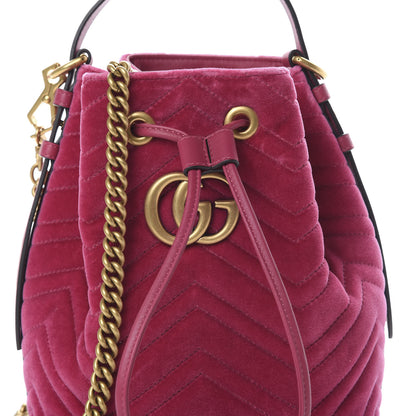 Gucci Velvet Matelasse GG Marmont Bucket Bag Light Raspberry Rose 7 of 10