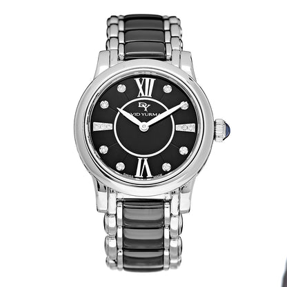 David Yurman Stainless Steel Ceramic Diamond 30mm Classic Quartz Watch Black 1 of 8