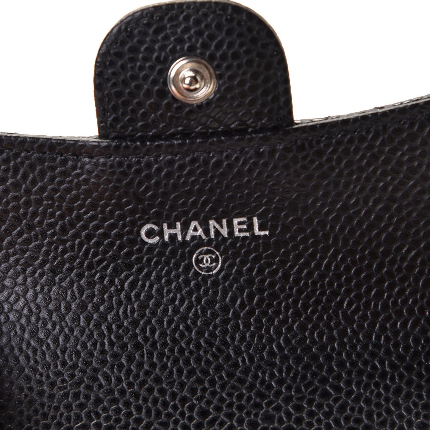 Caviar Quilted Flap Card Holder Black
