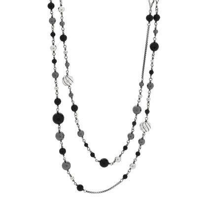 David Yurman Sterling Silver Black Onyx Hematine Elements Chain Necklace 1 of 4