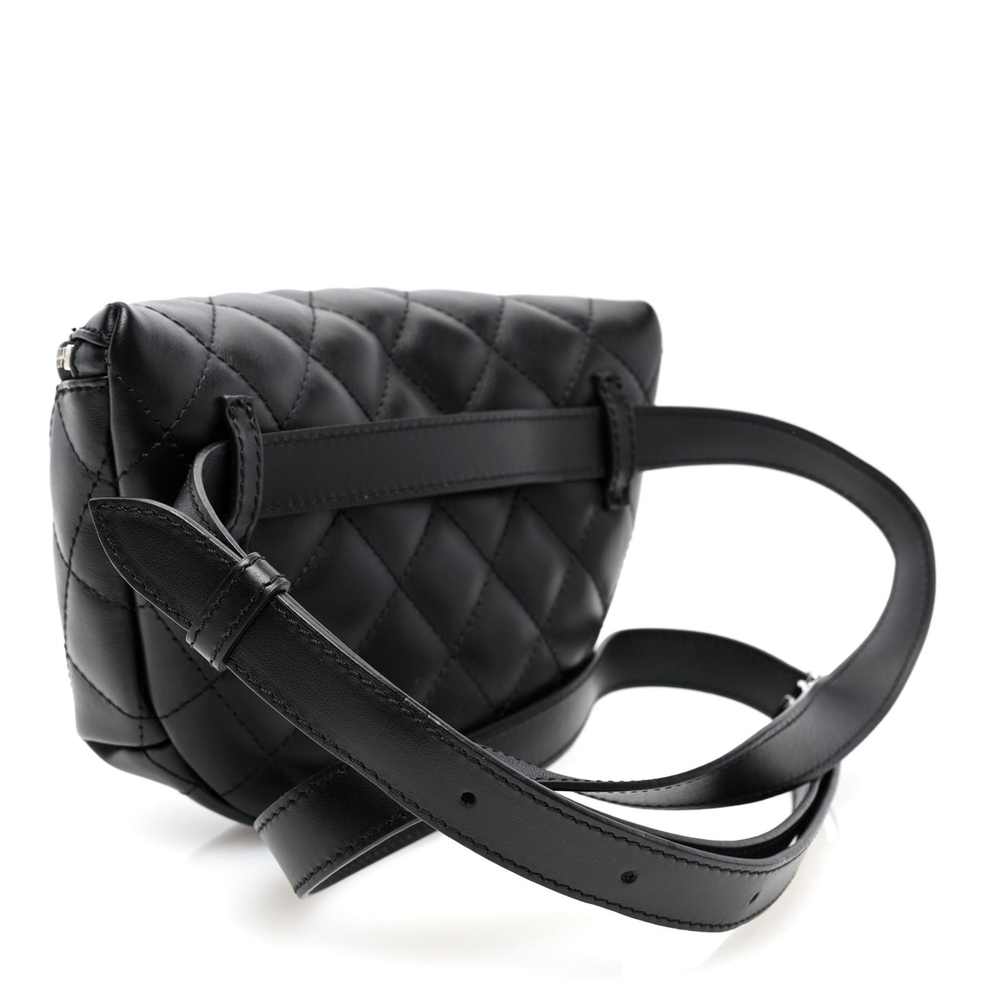Calfskin Quilted Waist Belt Bag Black