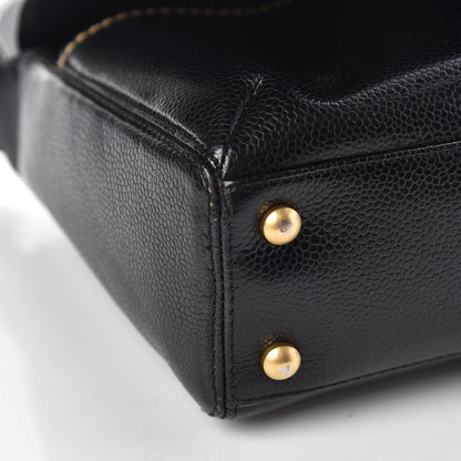 Chanel Caviar CC Stitched Medium Flap Shoulder Bag Black 14 of 15