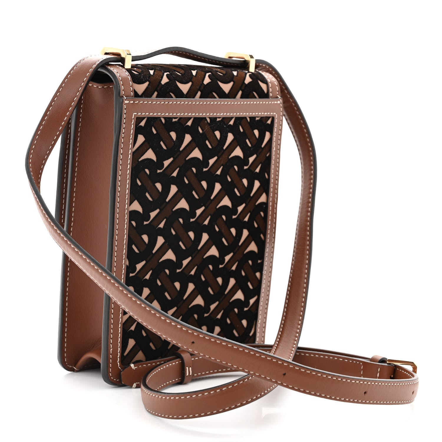 Burberry Velvet TB Mini Robin Crossbody Brown Black 3 of 9