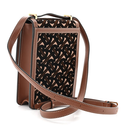 Burberry Velvet TB Mini Robin Crossbody Brown Black 3 of 9