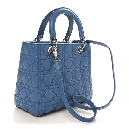Christian Dior Lambskin Cannage Medium Lady Dior Blue 3 of 10