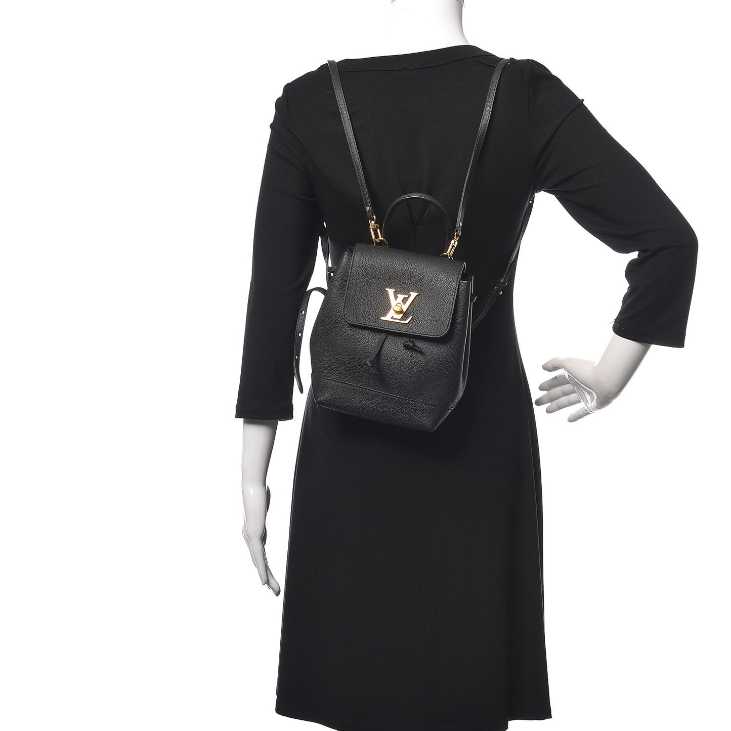 Calfskin Lockme Mini Backpack Black